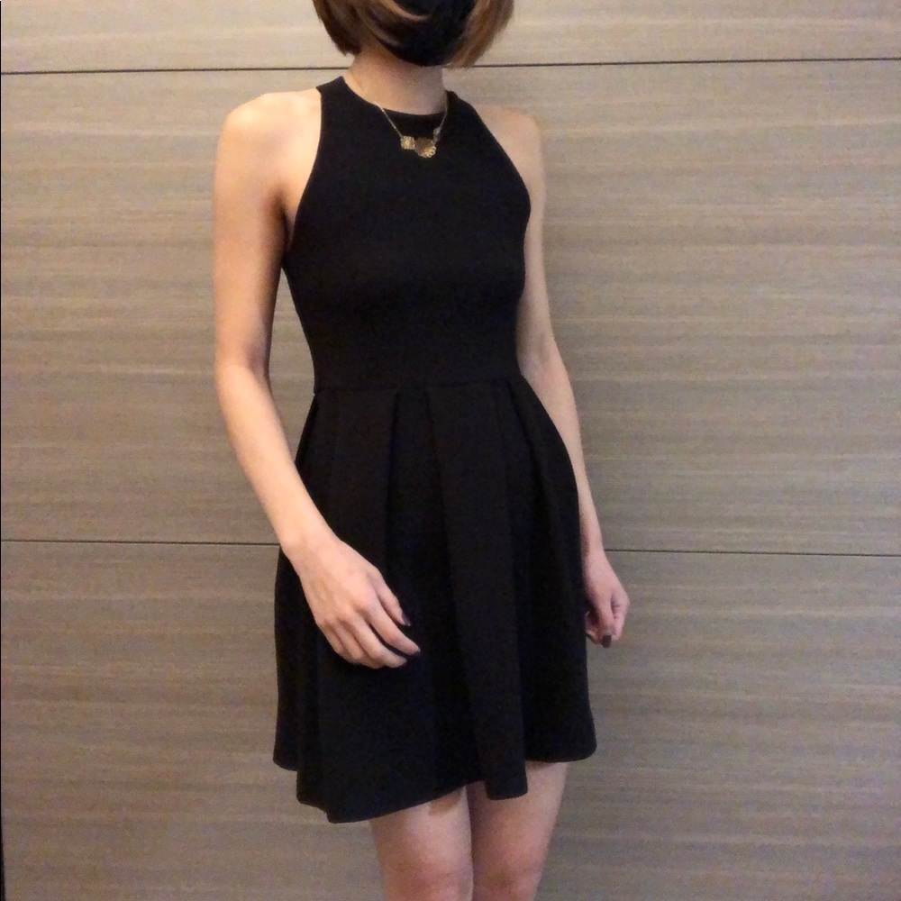 SO short black halter neck skater dress.